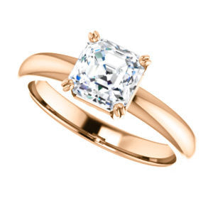 Cubic Zirconia Engagement Ring- The Marie Rosalind (Customizable Asscher Cut Solitaire with Tooled Trellis Design)