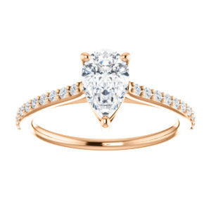 Cubic Zirconia Engagement Ring- The Tanisha (Customizable Cathedral-set Pear Cut Design with Thin Pavé Band)