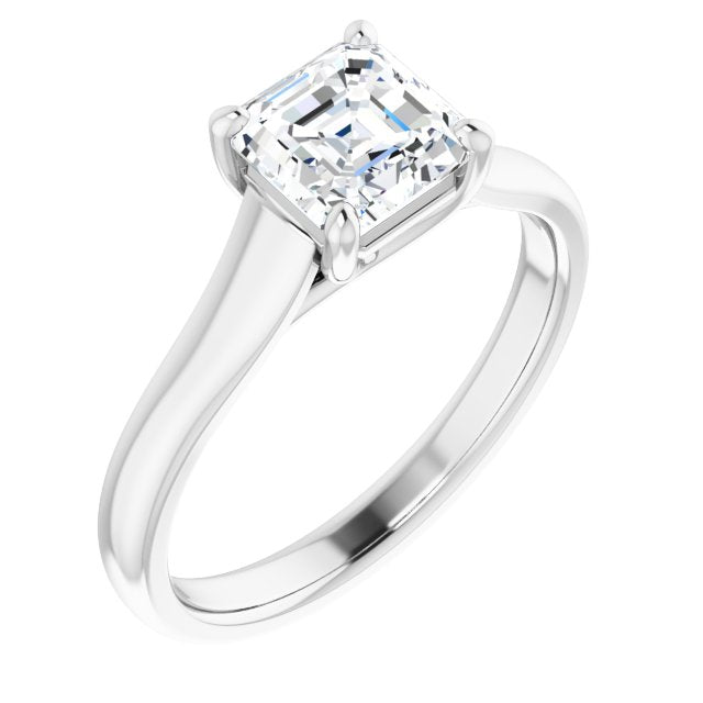 10K White Gold Customizable Asscher Cut Cathedral-Prong Solitaire with Decorative X Trellis