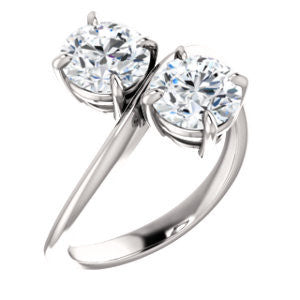 Cubic Zirconia Engagement Ring- The Patti (Customizable Round Cut 2-stone Bypass Style)