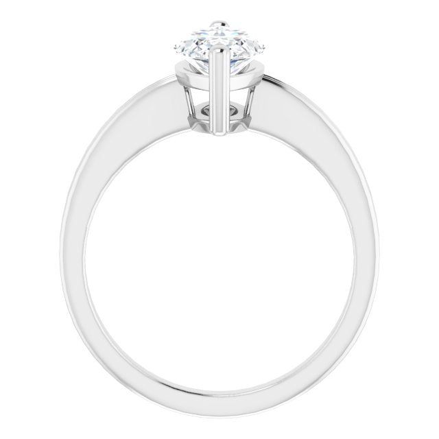 Cubic Zirconia Engagement Ring- The Davina (Customizable Marquise Cut Solitaire with Double-Grooved Band)