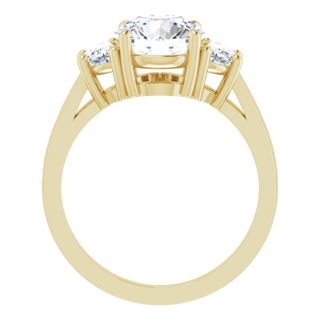 Cubic Zirconia Engagement Ring- The Bree (Customizable 3-stone Design with Round Cut Center and Half-moon Side Stones)