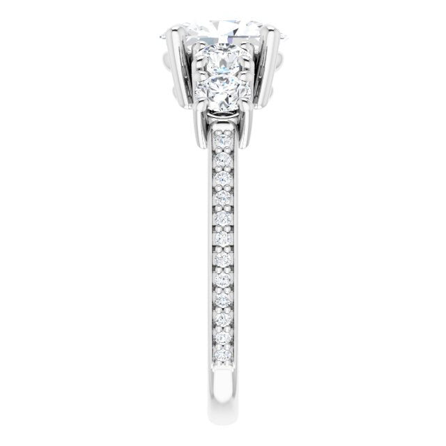 Cubic Zirconia Engagement Ring- The Denae (Customizable 5-stone Oval Cut Design Enhanced with Accented Band)