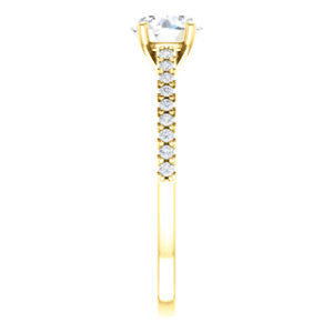 Cubic Zirconia Engagement Ring- The Kiana (Customizable Round Cut Design with Decorative Cathedral Trellis and Thin Pavé Band)