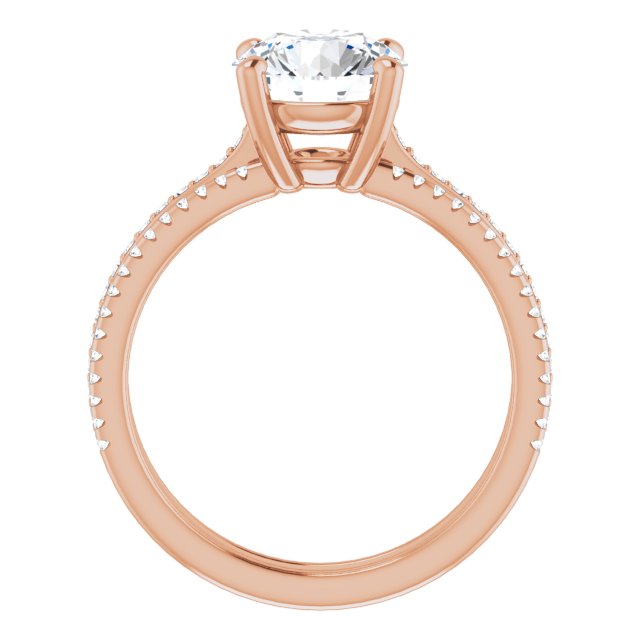 Cubic Zirconia Engagement Ring- The Isidora (Customizable Round Cut Center with Wide Pavé Accented Band)