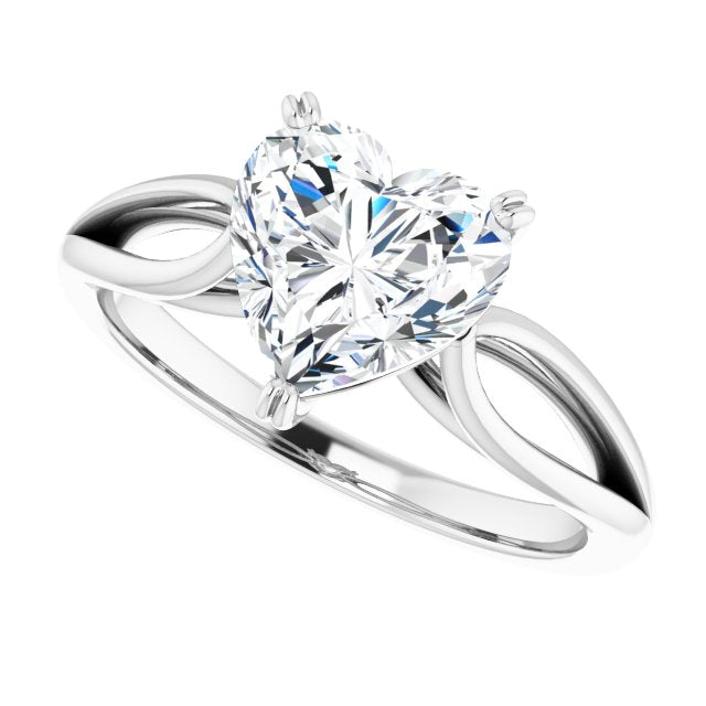 Cubic Zirconia Engagement Ring- The Gayle (Customizable Heart Cut Solitaire with Wide-Split Band)
