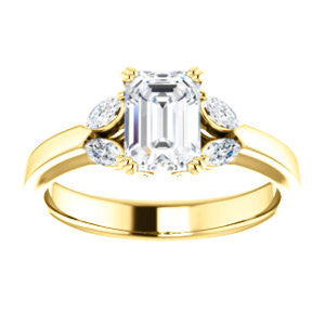 Cubic Zirconia Engagement Ring- The Melitza (Customizable Radiant Cut 5-stone with Marquise Accents)