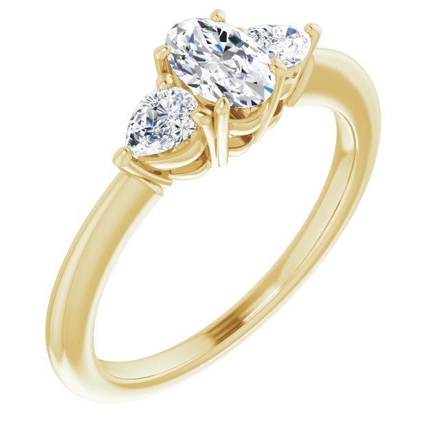 10K Yellow Gold Customizable 3-stone Oval Style with Pear Accents