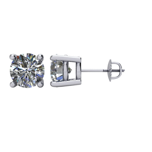 Cubic Zirconia Earrings-  (Ships Today) Customizable 4 Prong Round CZ Stud Earring Set With Screw Back