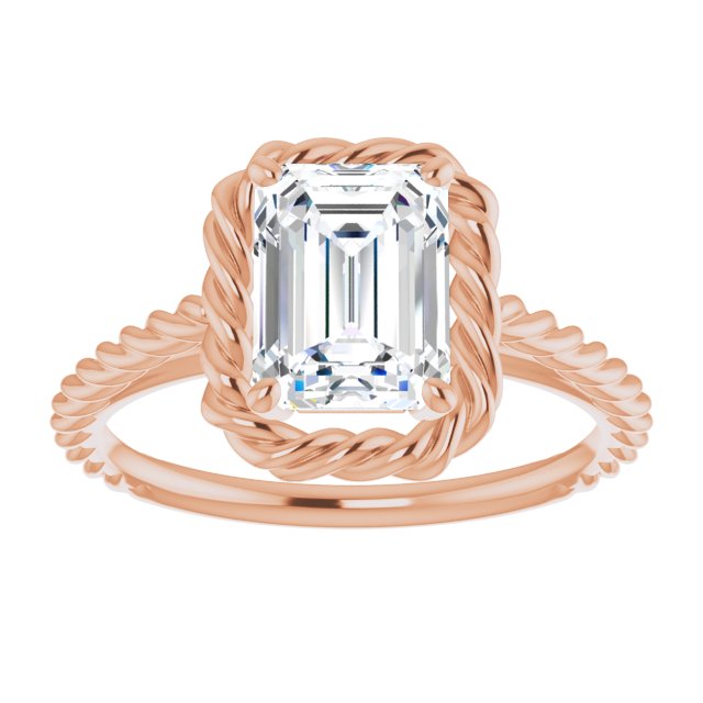 Cubic Zirconia Engagement Ring- The Carrington (Customizable Cathedral-set Radiant Cut Solitaire with Thin Rope-Twist Band)