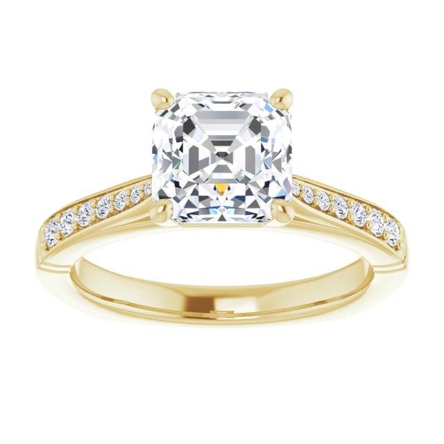 Cubic Zirconia Engagement Ring- The Ella Gabriela (Customizable Asscher Cut Design with Tapered Euro Shank and Graduated Band Accents)