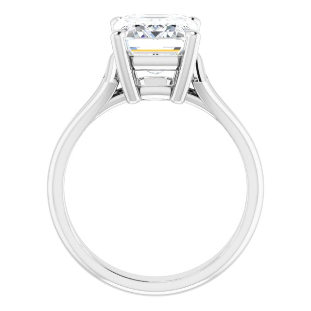 Cubic Zirconia Engagement Ring- The Frankie (Customizable Cathedral-Raised Radiant Cut Solitaire with Angular Chevron Split Band)