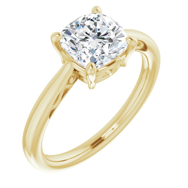 Cubic Zirconia Engagement Ring- The Abbey Ro (Customizable Cushion Cut Solitaire with 'Incomplete' Decorations)
