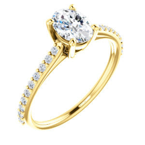 Cubic Zirconia Engagement Ring- The Tanisha (Customizable Cathedral-set Oval Cut Design with Thin Pavé Band)