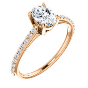 Cubic Zirconia Engagement Ring- The Tanisha (Customizable Cathedral-set Oval Cut Design with Thin Pavé Band)