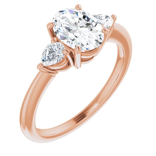 Cubic Zirconia Engagement Ring- The Zhata (Customizable 3-stone Oval Style with Pear Accents)