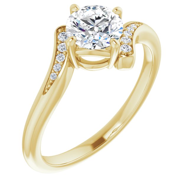 10K Yellow Gold Customizable 11-stone Round Cut Design with Bypass Channel Accents