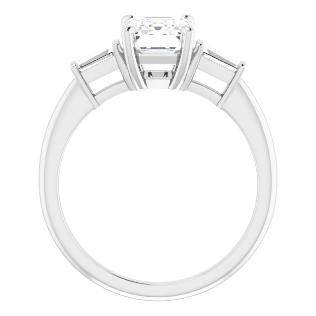 Cubic Zirconia Engagement Ring- The Dayanna Guadalupe (Customizable 3-stone Radiant Cut Design with Dual Baguette Accents))