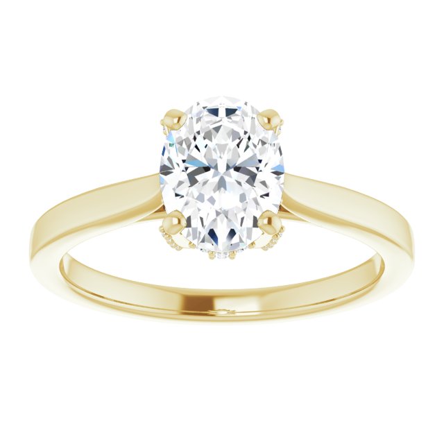 Cubic Zirconia Engagement Ring- The Aimy Jo (Customizable Cathedral-Raised Oval Cut Style with Prong Accents Enhancement)