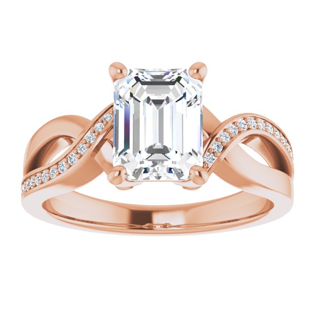 Cubic Zirconia Engagement Ring- The Asha (Customizable Radiant Cut Center with Curving Split-Band featuring One Shared Prong Leg)
