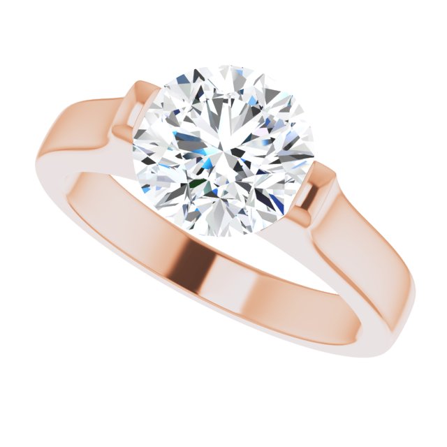 Cubic Zirconia Engagement Ring- The Jiàn (Customizable Bar-set Round Cut Solitaire)