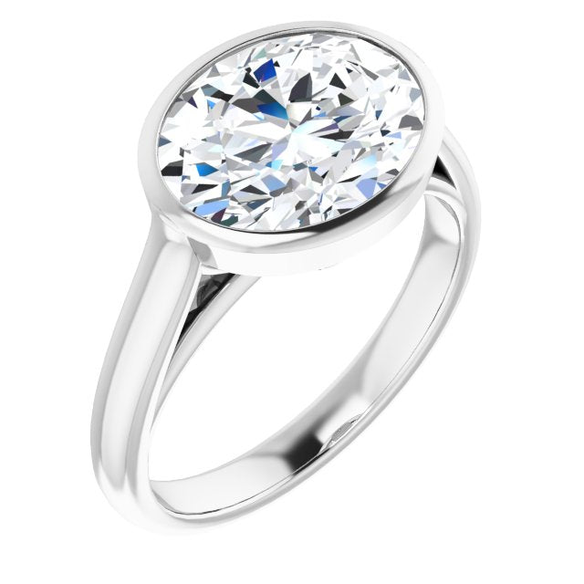 10K White Gold Customizable Cathedral-Bezel Oval Cut 7-stone "Semi-Solitaire" Design