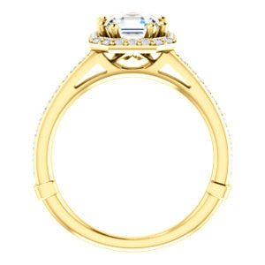 Cubic Zirconia Engagement Ring- The Jessika (Customizable Cathedral-set Asscher Cut Design with Halo and Thin Pavé Band)