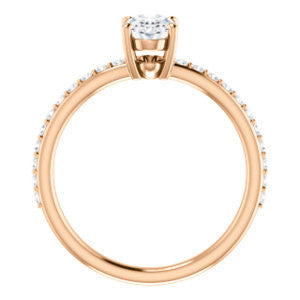 Cubic Zirconia Engagement Ring- The Delilah (Customizable Oval Cut Petite Style with 3/4 Pavé  Band)