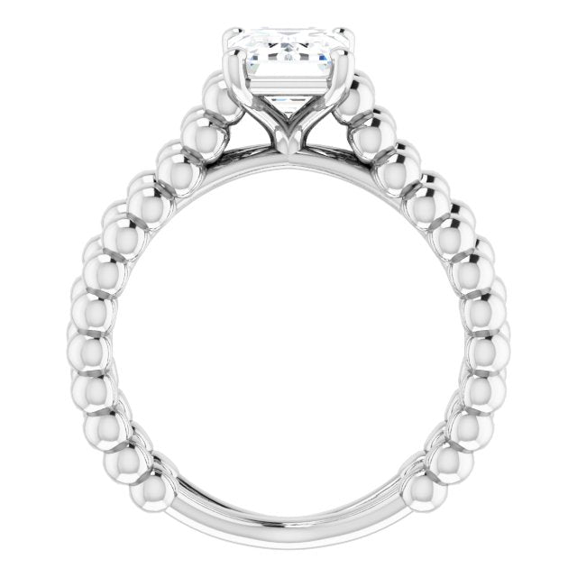 Cubic Zirconia Engagement Ring- The Isabella Noa (Customizable Radiant Cut Solitaire with Wide Beaded Split-Band)