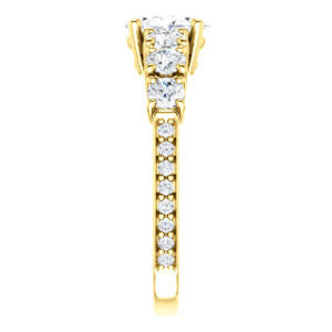 Cubic Zirconia Engagement Ring- The Lorelei (Customizable Enhanced 7-stone Oval Cut Style with Pavé Band)