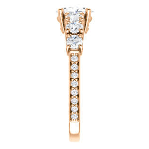 Cubic Zirconia Engagement Ring- The Lorelei (Customizable Enhanced 7-stone Oval Cut Style with Pavé Band)