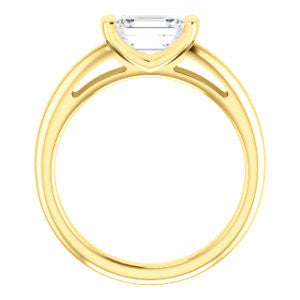Cubic Zirconia Engagement Ring- The Liza Bella (Customizable Emerald Cut Cathedral Bar-set Solitaire)