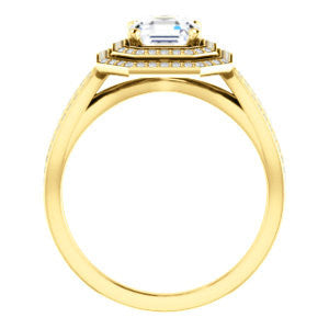 Cubic Zirconia Engagement Ring- The Shannan (Customizable Cathedral-set Asscher Cut 2x Halo with Split-Pavé Band)