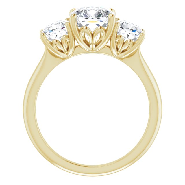 Cubic Zirconia Engagement Ring- The Taryn (Customizable Triple Cushion Cut Design with Decorative Trellis)