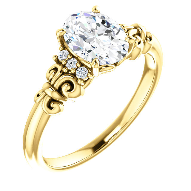 Cubic Zirconia Engagement Ring- The Lark (Customizable 7-stone Oval Cut Design with Vertical Round-Channel Accents)