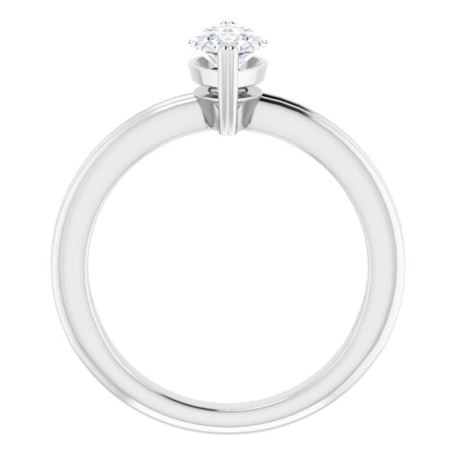 Cubic Zirconia Engagement Ring- The Evie (Customizable Marquise Cut Solitaire with Grooved Band)