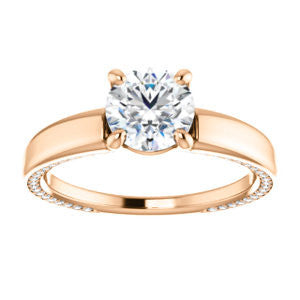 Cubic Zirconia Engagement Ring- The Rosalina (Customizable Round Cut with Three-sided Pavé Band)