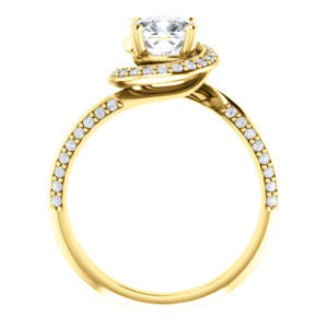 Cubic Zirconia Engagement Ring- The Karly (Customizable Cushion Cut Design with Bypass Halo and 3-sided Artisan Pavé Band)