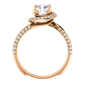 Cubic Zirconia Engagement Ring- The Karly (Customizable Cushion Cut Design with Bypass Halo and 3-sided Artisan Pavé Band)