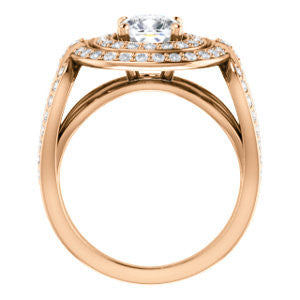 Cubic Zirconia Engagement Ring- The Jill (Cushion Cut Double Halo with Ultrawide Split-Pavé Band)