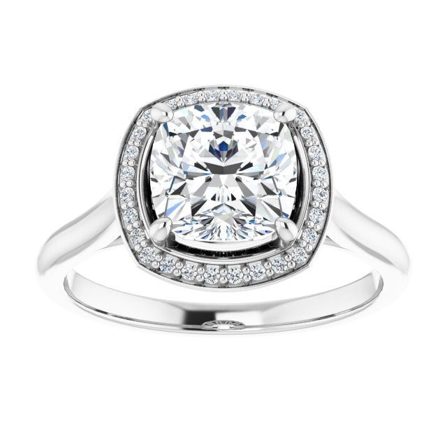 Cubic Zirconia Engagement Ring- The Cielo (Customizable Cathedral-Raised Cushion Cut Halo Style)