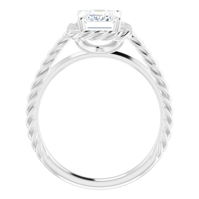 Cubic Zirconia Engagement Ring- The Carrington (Customizable Cathedral-set Radiant Cut Solitaire with Thin Rope-Twist Band)