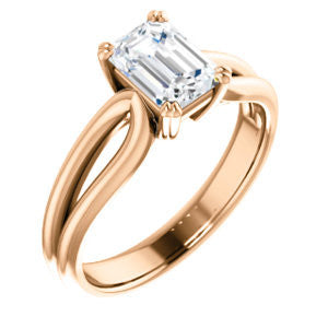Cubic Zirconia Engagement Ring- The Jan (Customizable Emerald Cut Thick-Split Band Solitaire)