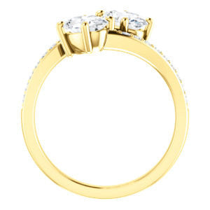 Cubic Zirconia Engagement Ring- The Phoebe (Customizable Enhanced 2-stone Double Oval Cut Design With Round Pavé Band)