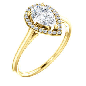 Cubic Zirconia Engagement Ring- The Patrice (Customizable Cathedral-Halo Pear Cut with Thin Band)