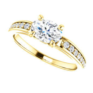 CZ Wedding Set, featuring The Sashalle engagement ring (Customizable Cathedral-Raised Oval Cut Design with Tapered Pavé Band)