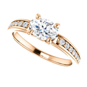 CZ Wedding Set, featuring The Sashalle engagement ring (Customizable Cathedral-Raised Oval Cut Design with Tapered Pavé Band)