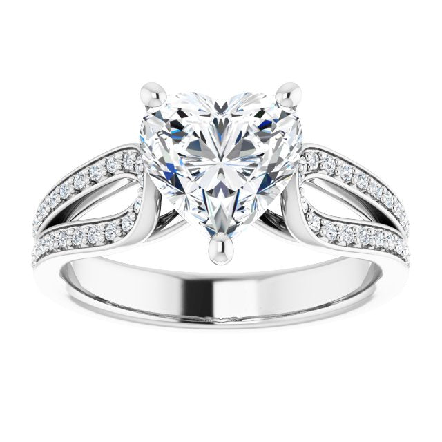 Cubic Zirconia Engagement Ring- The Annemarie (Customizable Heart Cut Design featuring Shared Prong Split-band)