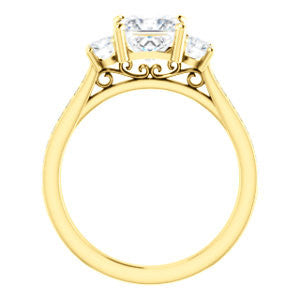 CZ Wedding Set, featuring The Tess engagement ring (Customizable Princess Cut Trellis-Enhanced Bridge Setting with Semi-Pavé Band)