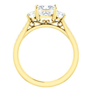 CZ Wedding Set, featuring The Tess engagement ring (Customizable Princess Cut Trellis-Enhanced Bridge Setting with Semi-Pavé Band)